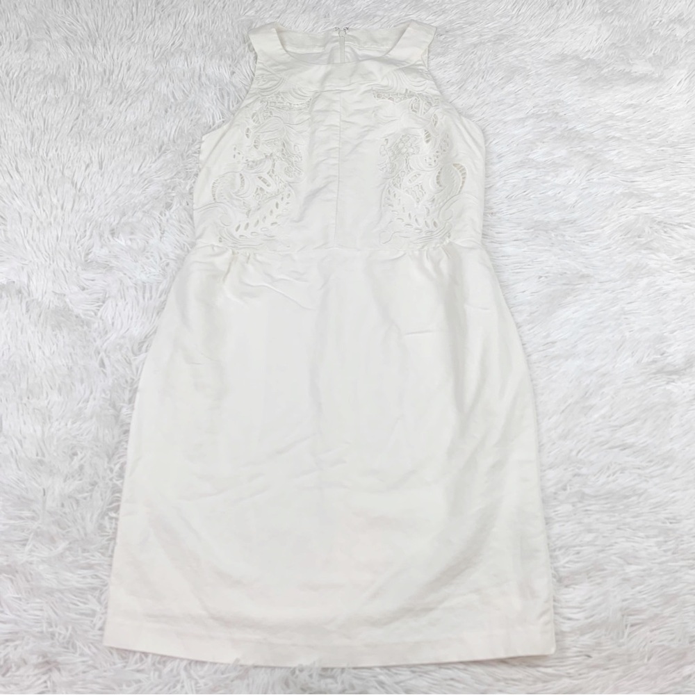 Loft‎ Petite sleeveless embroidered linen blend mini dress in ivory